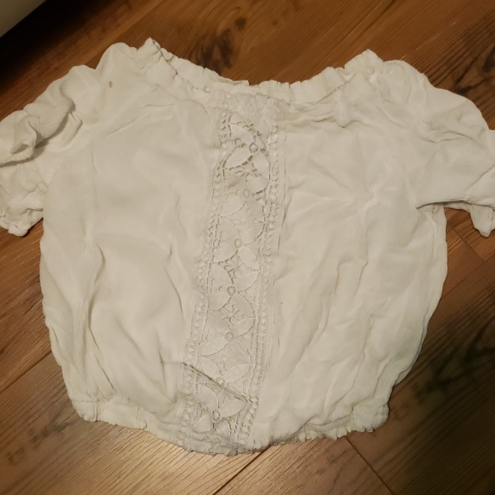 Off the shoulder white shirt